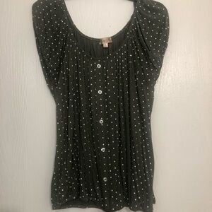 Lavish Green and White Fitted Blouse